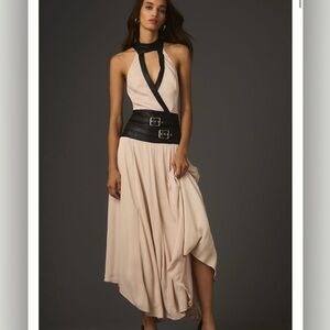 Anthropologie Cream Maxi Dress with Black Accents